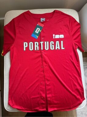 Portugal Red Team Button-Front Jersey
